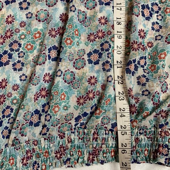 Torrid Top Women's Size 2 Floral Peasant Open Flowy Sleeve Semi-Sheer - Picture 6 of 6